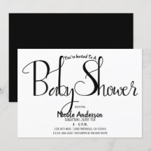 Svart modern minimal baby shower-fest