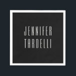 Svart, modern, minimal Elegant ditt namn Pappersservett<br><div class="desc">Representera dig med den här moderna eleganten. Den här mallen kan anpassas för att uppfylla alla professioneller. Enkel redigering av Verktyg. Olika korttyper och storlekar,  alternativ för Färg och teckensnitt.</div>