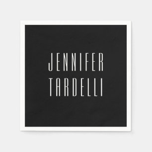 Svart, modern, minimal Elegant ditt namn Pappersservett