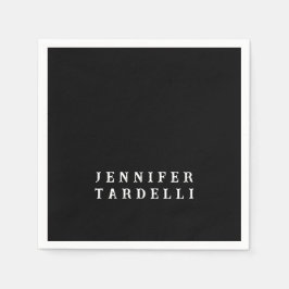 Svart, modern, minimal Elegant ditt namn Pappersservett