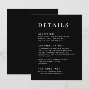 Svart modern, minimal Elegant Tilläggskort