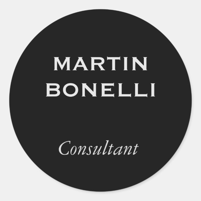 Svart, modern, minimal slapp runt klistermärke (Framsida)