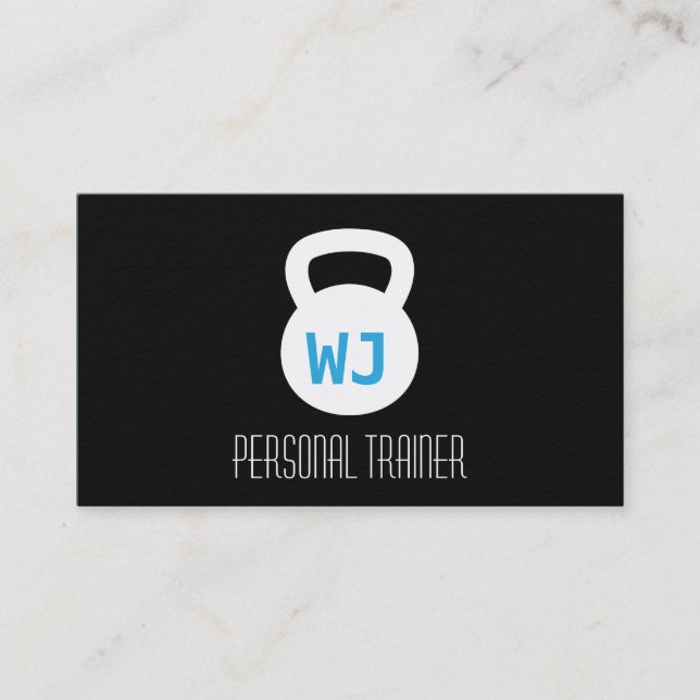 Svart Modern Minimalist Kettlebell Träningsredskap Visitkort (Framsida)