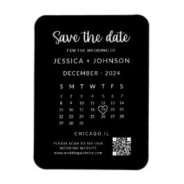 Svart Modern Minimalist Rädda Datum-kalender Magnet