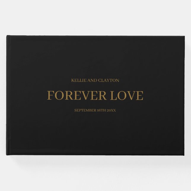 Svart, modern, minimalistisk Bröllop-gäst Bok (Framsida)