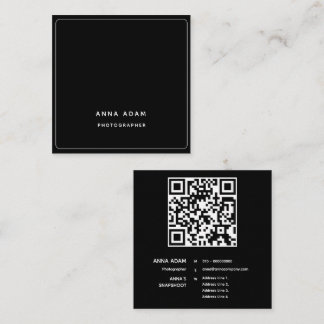 Svart, modern, minimalistisk, enkel, QR-kod Fyrkantigt Visitkort