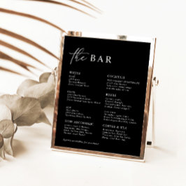 Svart, modern, minimalistisk meny Bröllop Pub
