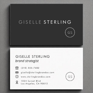 Svart, modern, minimalistisk monogram enkel visitkort