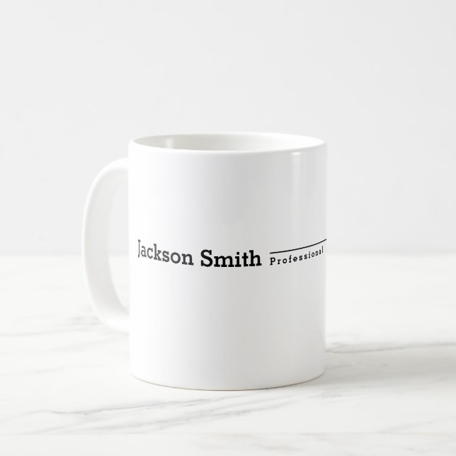 Svart modern minimalistisk namn-professionell kaffemugg (Framsida vänster)