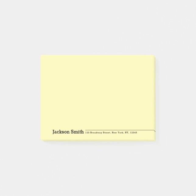 Svart modern minimalistisk personlig namn post-it block (Framsida)