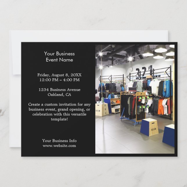 Svart Modern Minimalistisk Professionell Fotoevene Inbjudningar (Framsida)