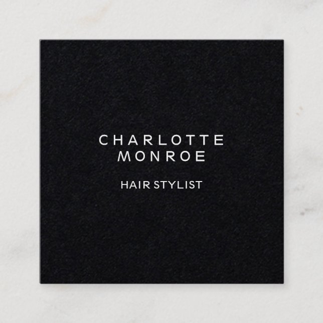 Svart, modern, minimalistisk Professionell, fyrkan Fyrkantigt Visitkort (Framsida)