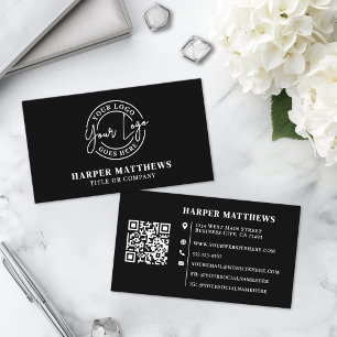 Svart Modern Minimalistisk Professionell Logotyp Q Visitkort