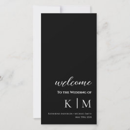 Svart-Modern-Monogram-Bröllopsprogram-