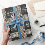 Svart, modern multifotomat jultomten presentpapper<br><div class="desc">Den svarta,  naturliga,  moderna eleganten,  traditionella contemporaryn mutade färg beige,  svart och vitt multifotokollage helgdag jultomtener,  unikt personligt listat helgdag-presentfigurbyte.</div>
