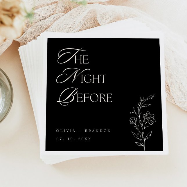 Svart modern natt före repetitionsmiddagen Bröllop Pappersservett (Skapare uppladdad)