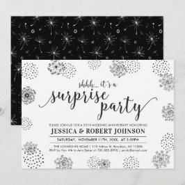 Svart | Modern överraskning 50-års bröllopsdag Inbjudningar