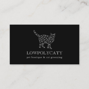 Svart Modern Polygonal Katt Visitkort