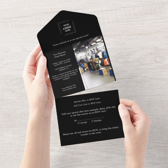 Svart Modern Professionell Affärshändelsedesign (Avrivbar del)