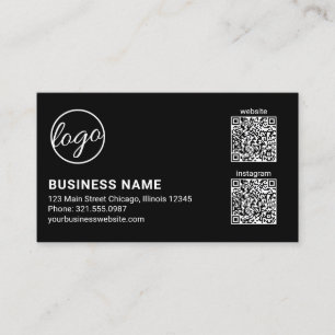 Svart modern QR-kod med enkel Logotyp Visitkort