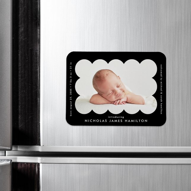 Svart modern ram med utbuktande kanter för födelse magnet (Skapare uppladdad)