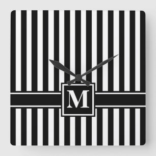 Svart modern rand med monogramen fyrkantig klocka