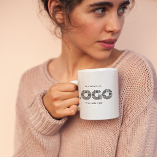 Svart modern rektangulär Logotyp Promo Kaffemugg