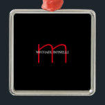 Svart, modern röd monogram-professionell julgransprydnad metall<br><div class="desc">Det är en utmärkt produkt som kommer att få dig att säga "hur enkelt men imponerande ett mönster är". Varför inte pampa med en sådan design?</div>