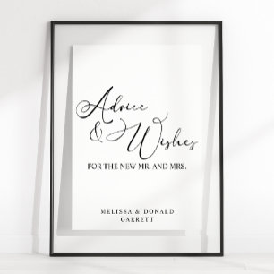 Svart Modern Simple Script Bröllop Advice & Önskem Poster