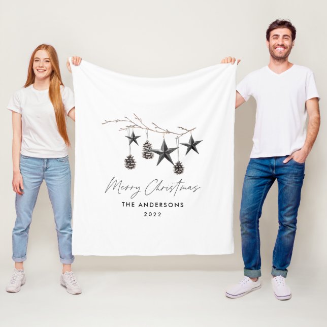 Svart, modern skandal, elegant jul fleecefilt (På plats)