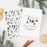 Svart, modern skandal, elegant jul julkort<br><div class="desc">Den svarta,  moderna elegantens skandal med rustiska vattenfärger Den skandinaviska stranden torkade botaniska blommigten mutade färg helgdag julkort.</div>