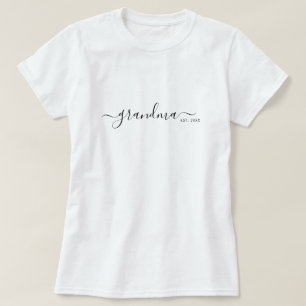 Svart Modern Skript Etablerad Mormor T Shirt