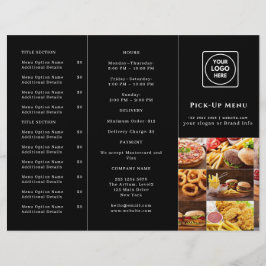 Svart modern takeoutmeny | Anpassad restaurang 