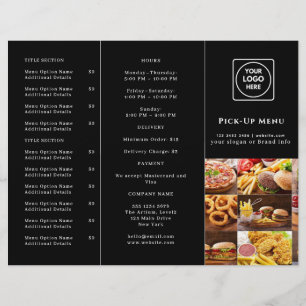 Svart modern takeoutmeny Anpassad restaurang
