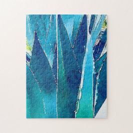 Svårt Modern Teal Agave Puzzle Pussel