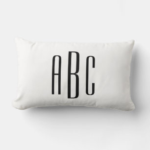 Svart Modern Trebokstavsmonogram Lumbarkudde