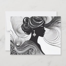 Svart, modern, vacker kvinna vykort