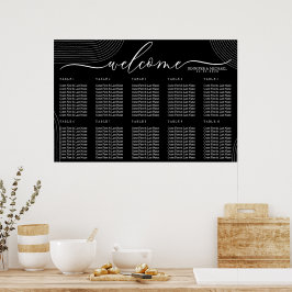 Svart Modern Välkomst Geometrisk Enkel Sittplatser Poster