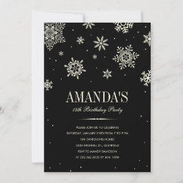 Svart Modern Winter Wonderland Birthday-inbjudan Inbjudningar