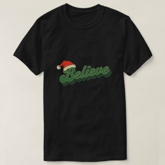 Svart moderna T-shirts med Believe Typography 