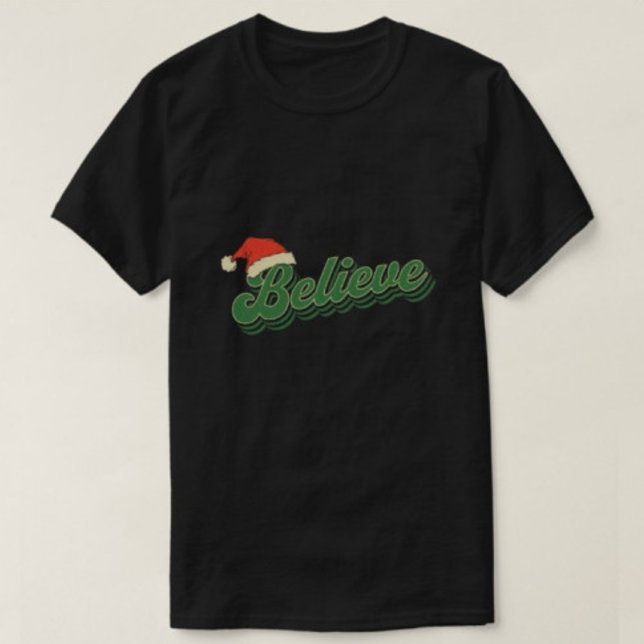 Svart moderna T-shirts med Believe Typography  (Skapare uppladdad)