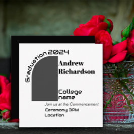 Svart, modernt brev-vita studenten-platta kort