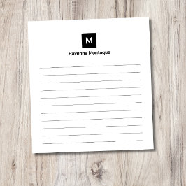 Svart Modernt Linjerat Trendigt Monogram Anteckningsblock