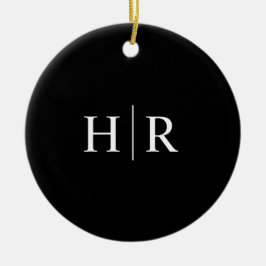 Svart Modernt Monogram Julgransprydnad Keramik