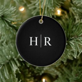 Svart Modernt Monogram Julgransprydnad Keramik