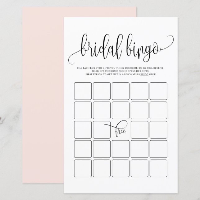 Svart Möhippa - Bingo Shower-spel (Fram/baksida)