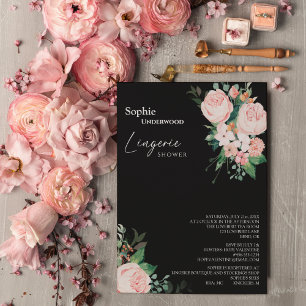 Svart Möhippa för Blommigt, Lingerie-skugga Inbjudningar