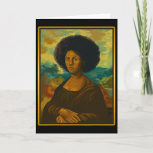 Svart Mona Lisa Afro Drottning Afrikansk Kvinna Sv Kort