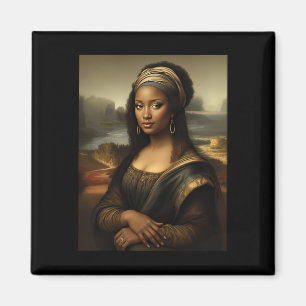 Svart Mona Lisa Afroamerikansk Svart Historie Måna Magnet
