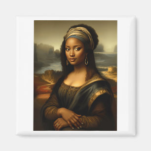 Svart Mona Lisa Afroamerikansk Svart Historik Måna Magnet